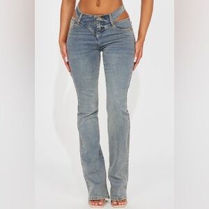 Fashion Nova Cut Out Boot Cut Jeans